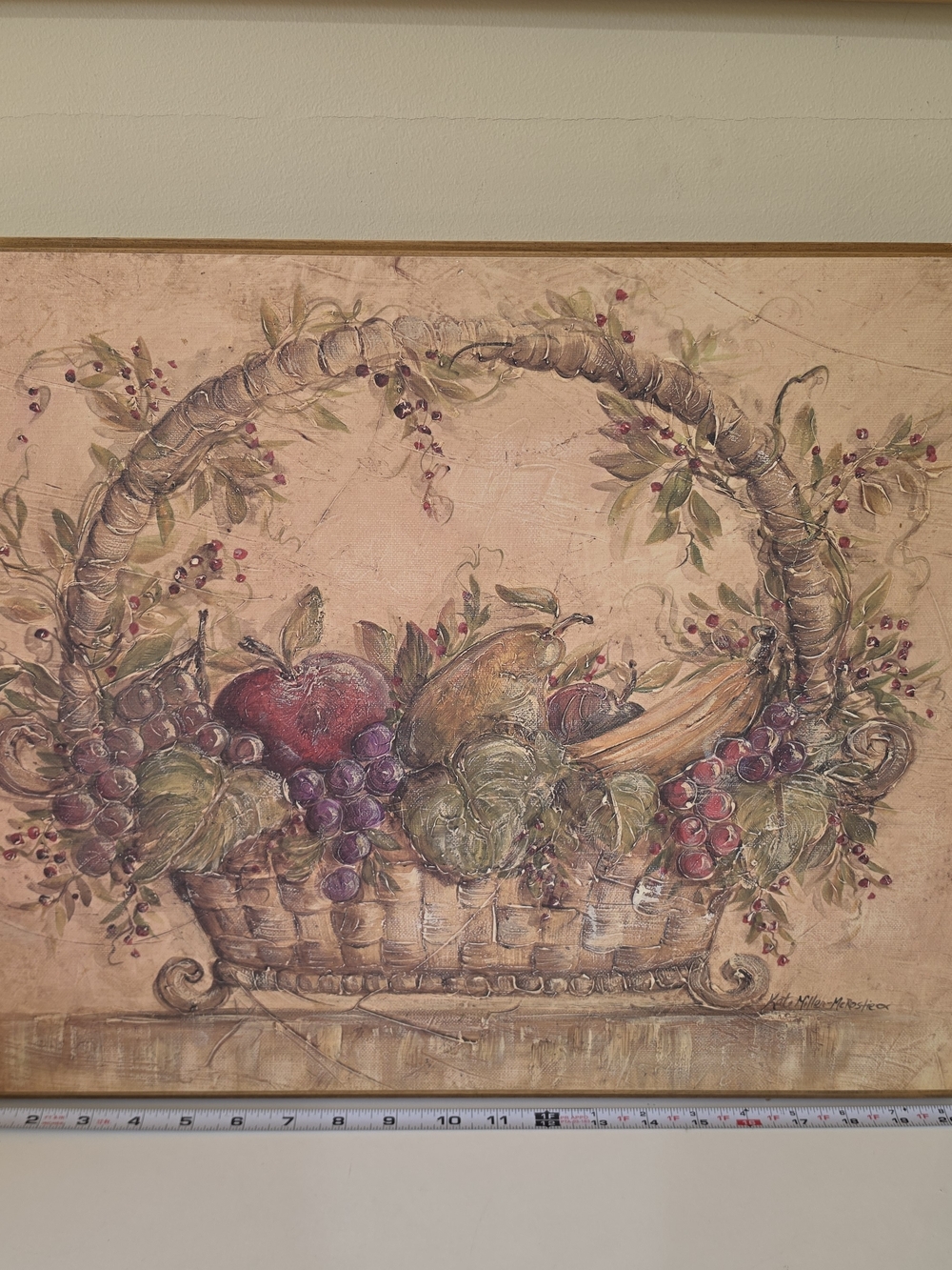 Harvest Fruit II by artist Kate McRostie, wood frame.